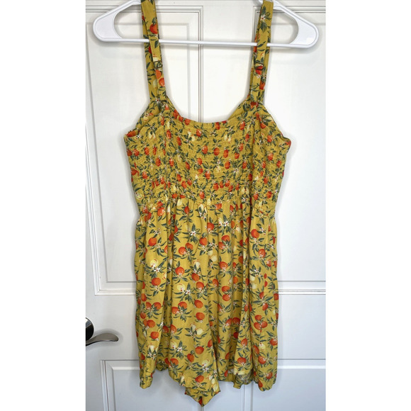 Wild Fable Women's Boho Citrus Sleeveless Romper Sz L Retro Pinup Flowy Smocking - Picture 8 of 13